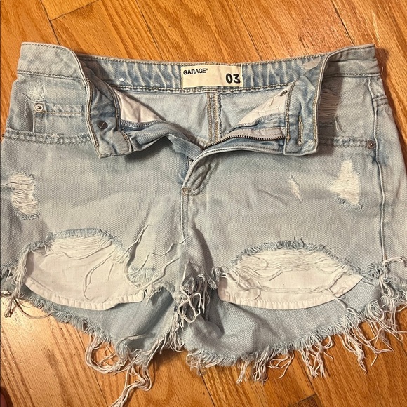 Garage Pants - Garage Sky Blue Ripped Denim Shorts